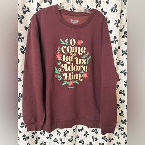Plum Graphic Crewneck Sweatshirt with Holiday Script